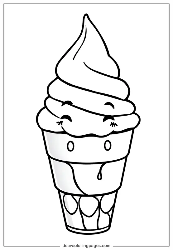 Verano Dibujo para Colorear - Helado Sonriente