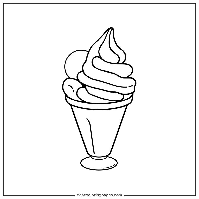 Verano Dibujo para Colorear - Helado en una taza