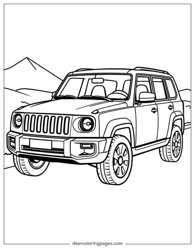 Jeep Coloring Page - Jeep on Road