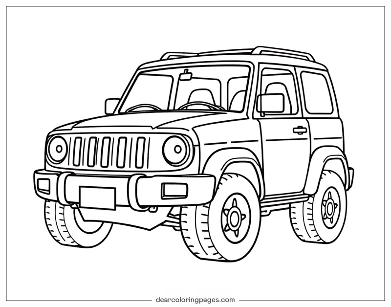 Jeep Coloring Page - Simple Line Jeep Coloring