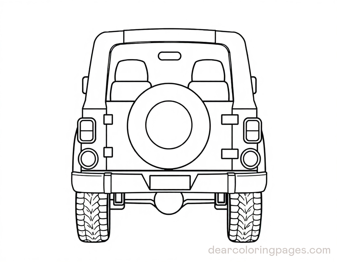 Disegno da Colorare di Vista posteriore della Jeep