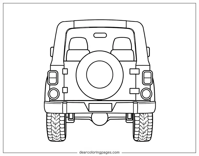 Jeep Coloring Page - Coloring Page of Jeep Back View
