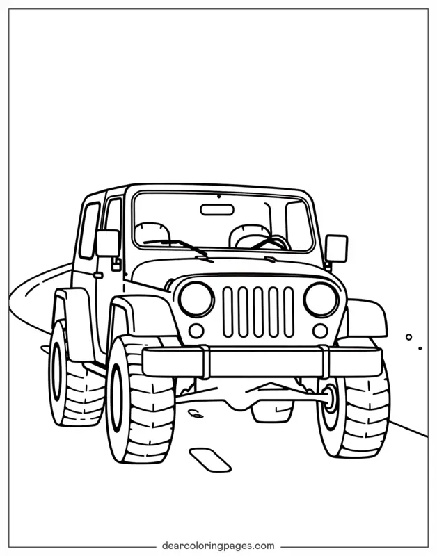 Jeep Coloring Page - Jeep on Winding Road