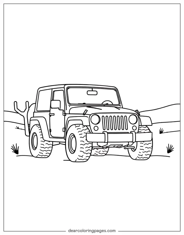 Jeep Coloring Page - Jeep in Desert