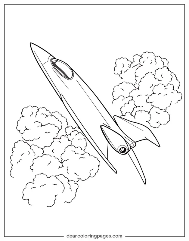 Jet Disegno da Colorare - Volo a Vela tra le Nuvole