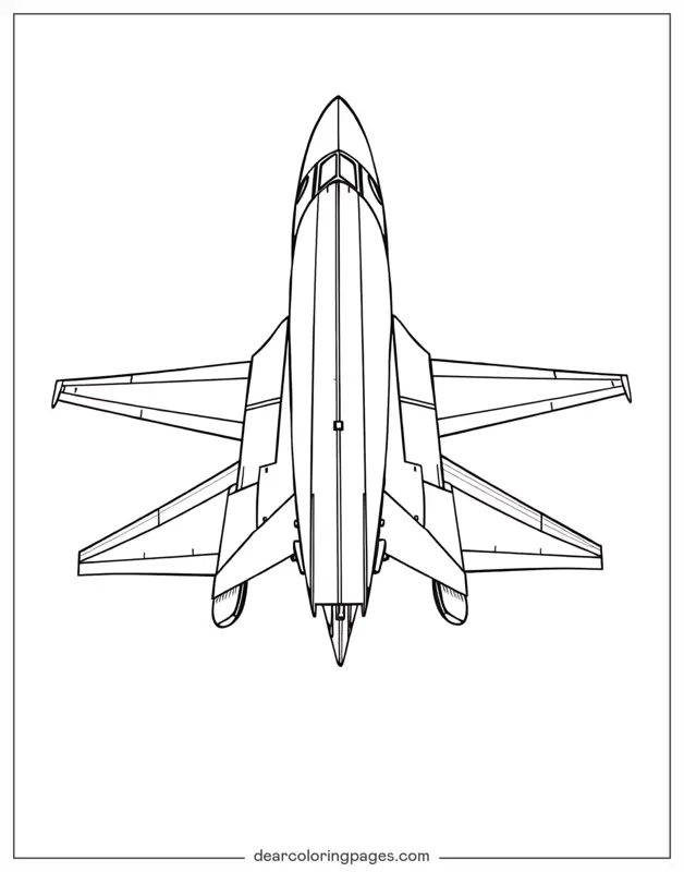 Jet Disegno da Colorare - Vista posteriore del jet