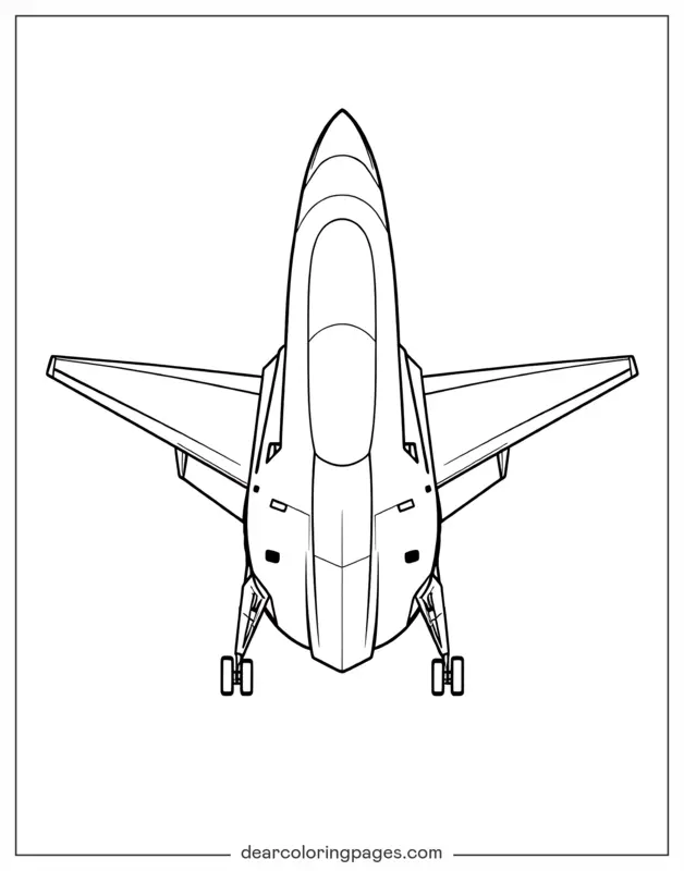 Jet Disegno da Colorare - Vista frontale dell'aereo