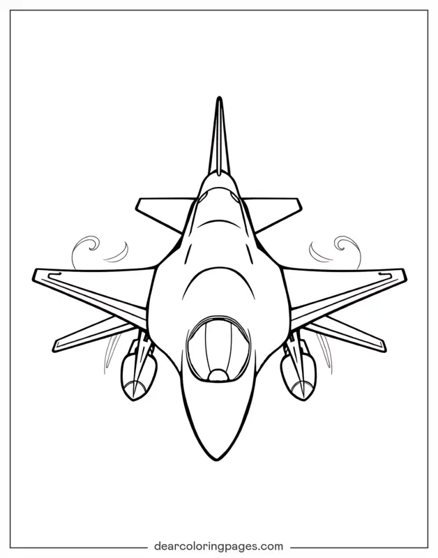 Jet Disegno da Colorare - Vista frontale dell'aereo