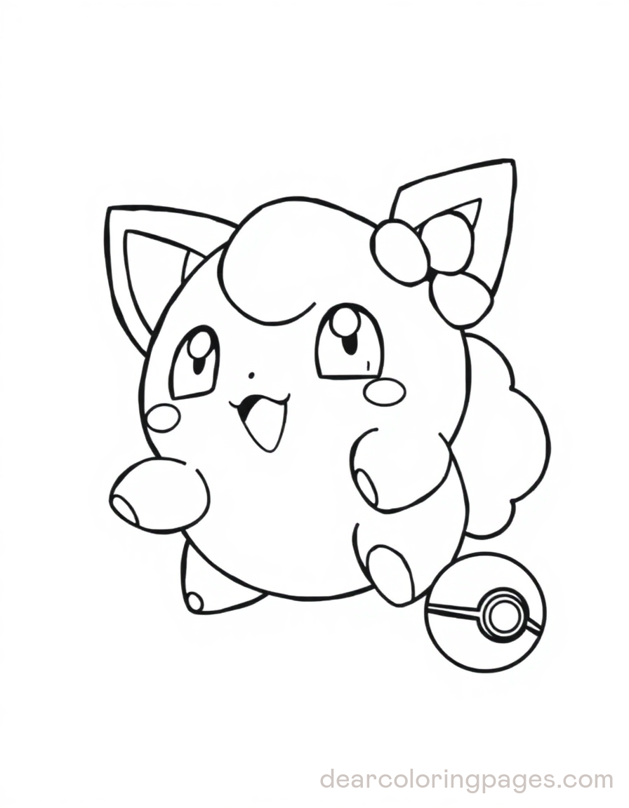 Jigglypuff with Pokeball Coloring Page