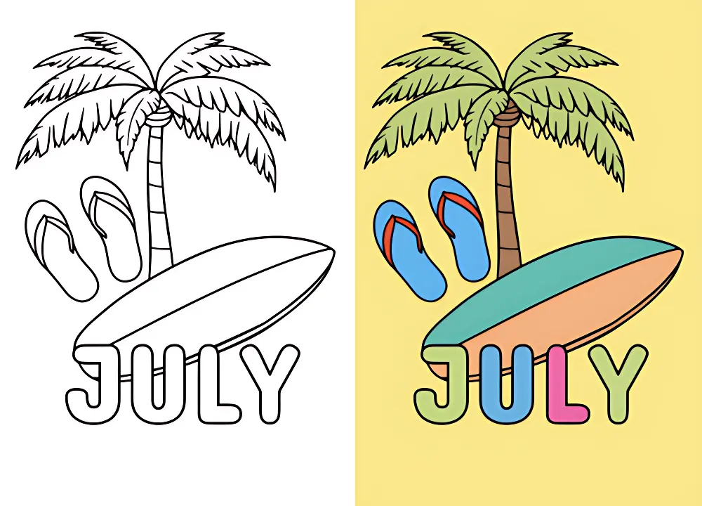 Julho Desenhos para Colorir | Dear Coloring Pages