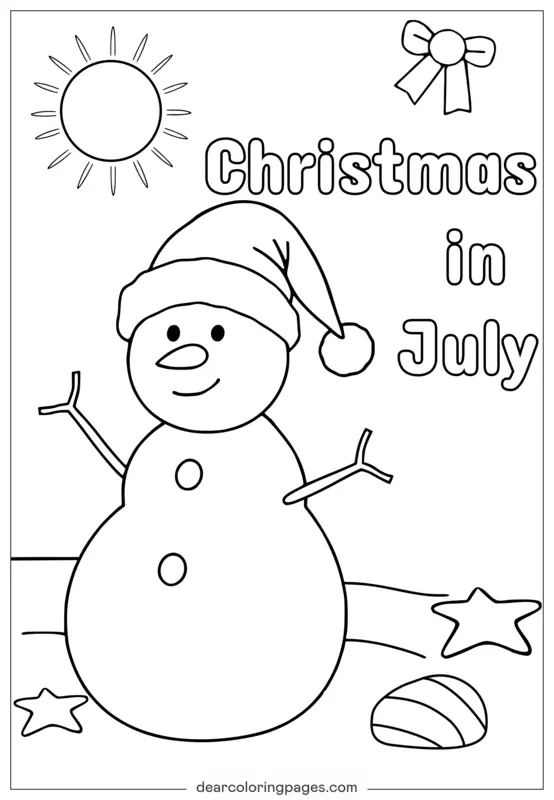 Weihnachten im Juli – Schneemann mit Weihnachtsmannmütze am Strand