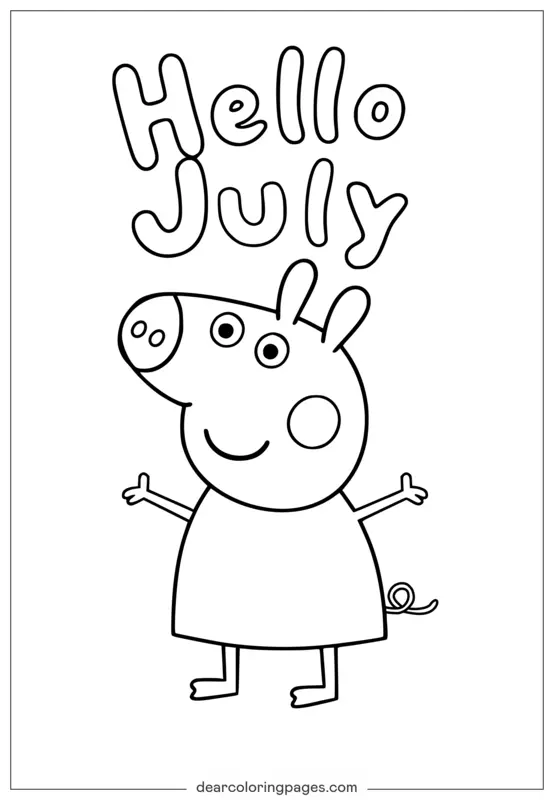 Süße Hallo Juli Peppa Wutz Ausmalbild für Kinder