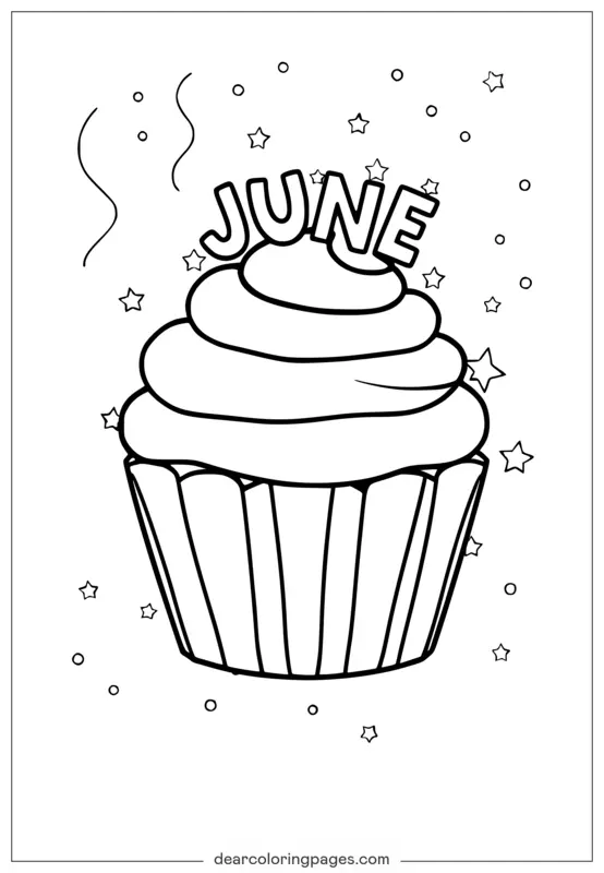 Disegno da Colorare Cupcake Celebrazione di Giugno