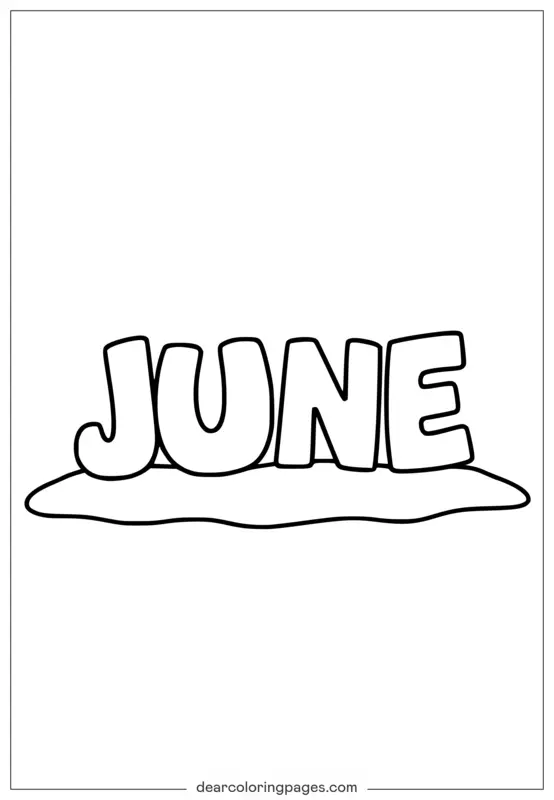 Disegno da Colorare Testo Giugno - Lettere del Mese Semplici