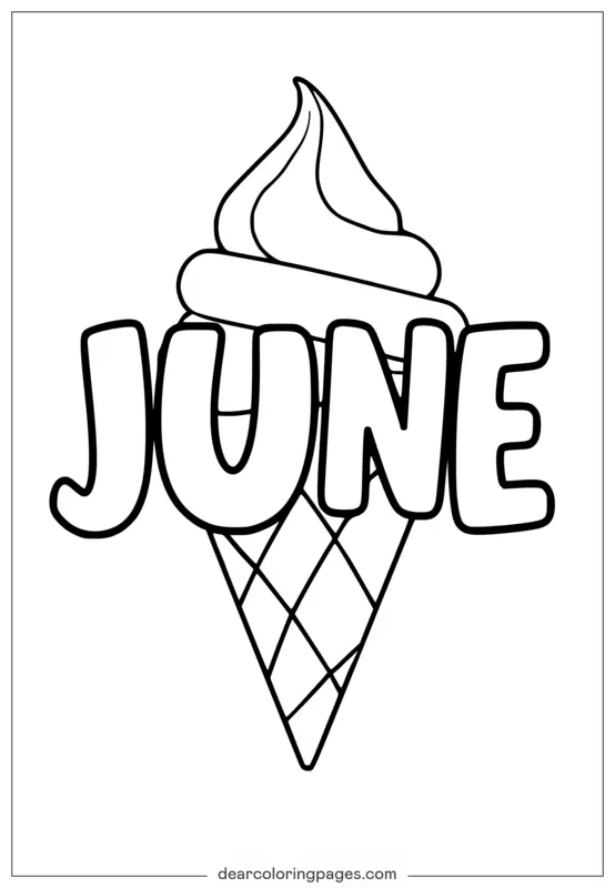 Disegno da Colorare Gelato di Giugno