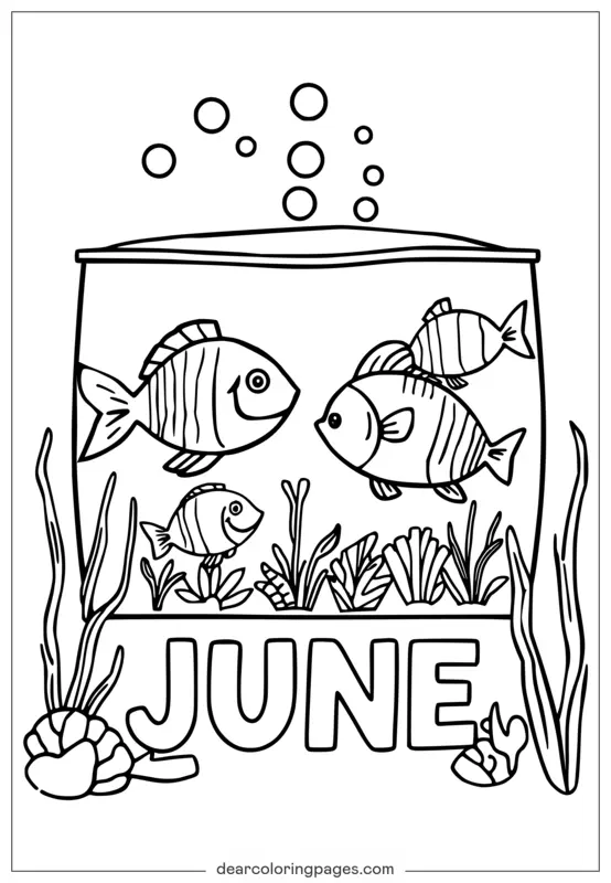 Disegno da Colorare di Giugno - Tema Acquario Pesci