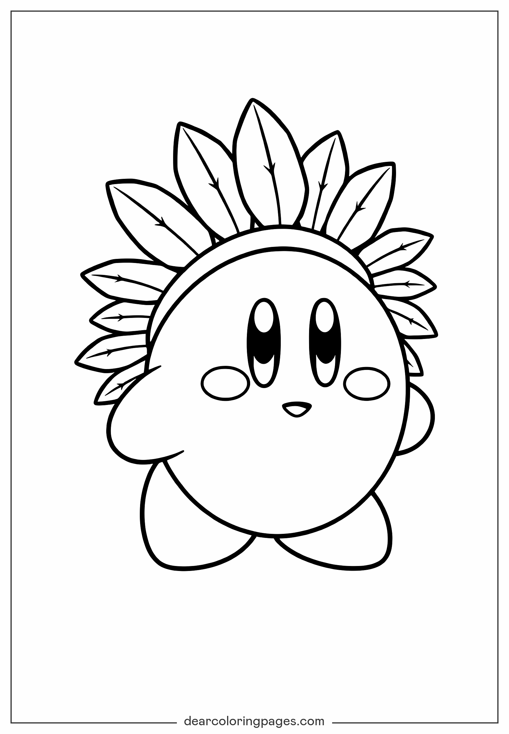 Kirby Ausmalbild - Ausmalbild von Kirby mit Feder Fähigkeit