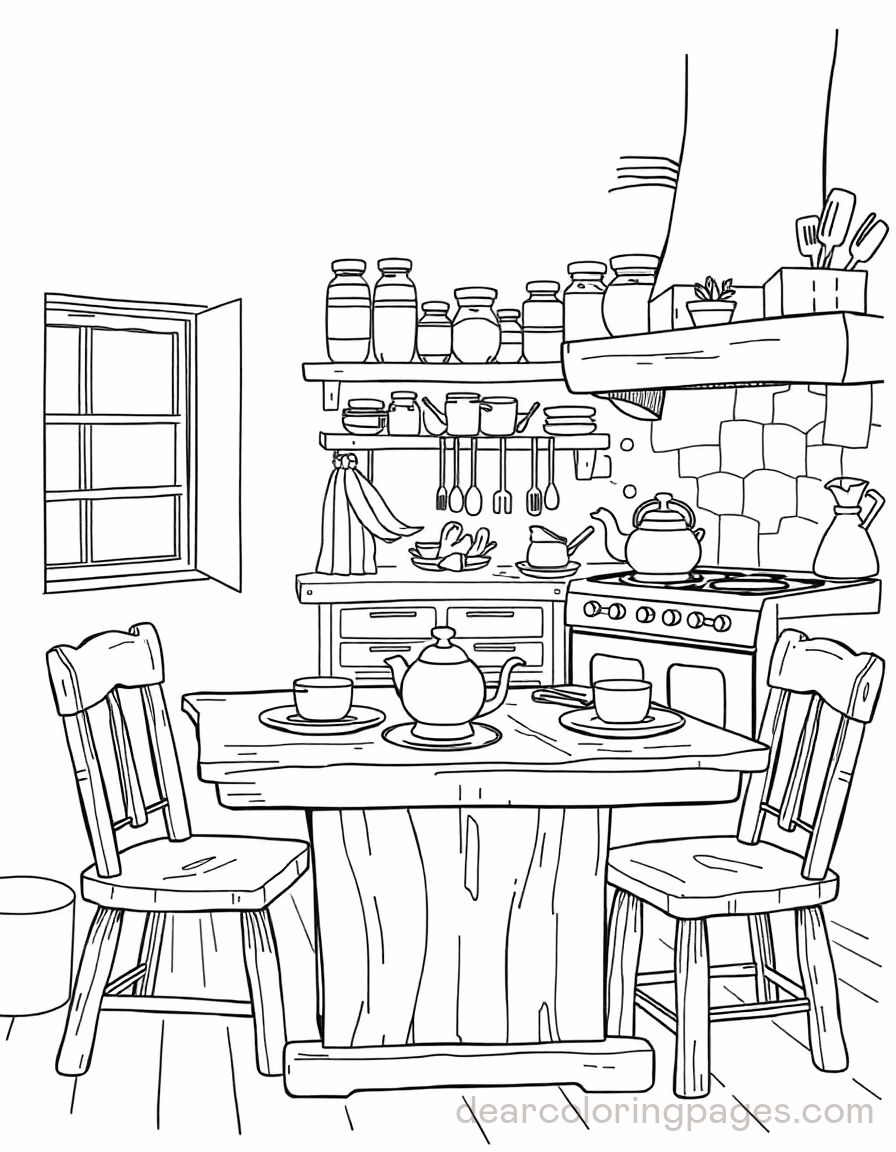 Kitchen Coloring Page - Kitchen