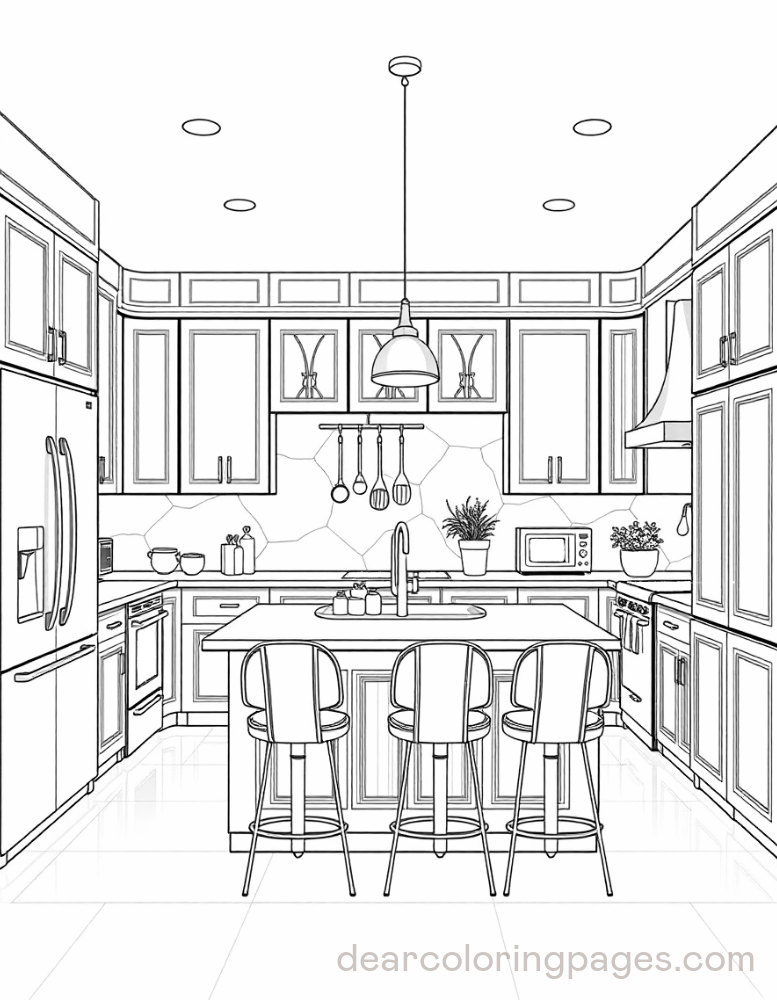 Kitchen Coloring Page - Modern Kitchen