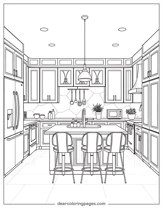Coloriage de Cuisine – Cuisine moderne