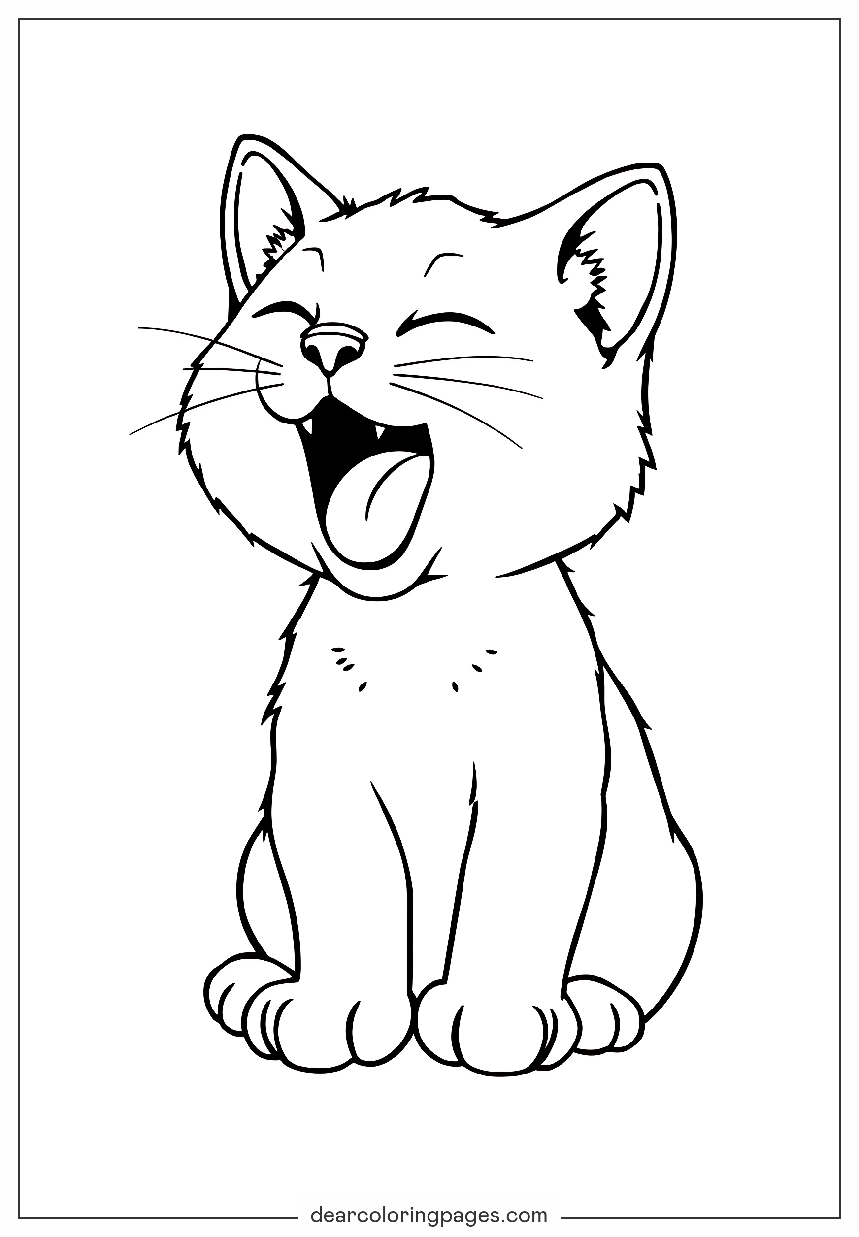 Katze Ausmalbild - Süßes Kätzchen gähnt