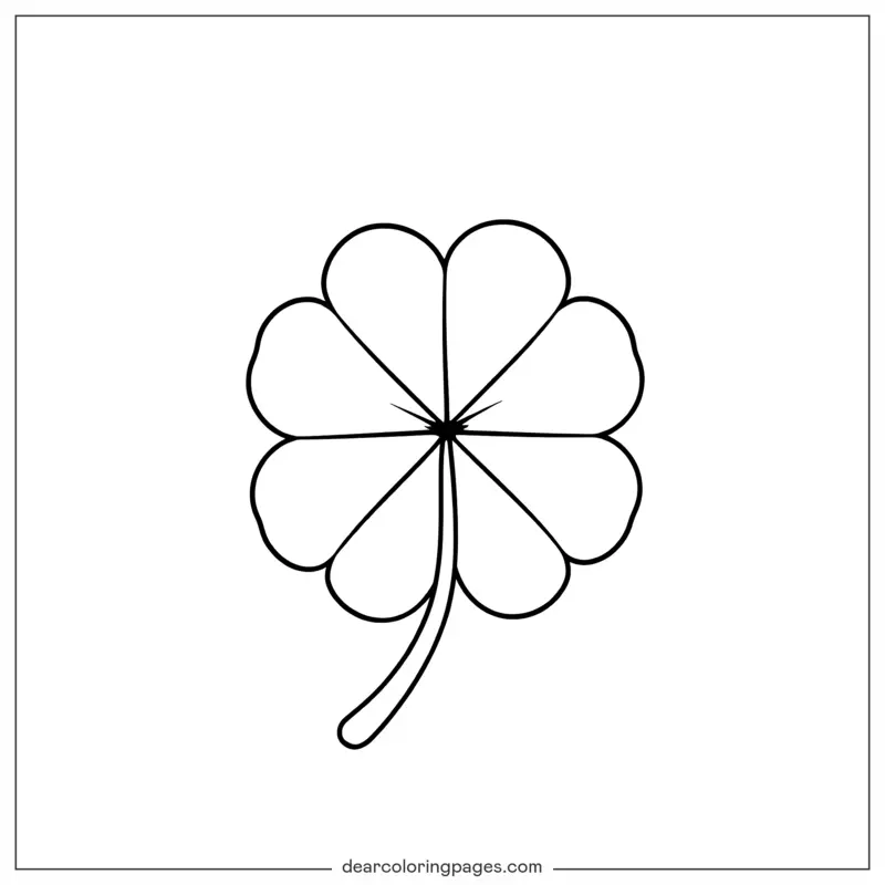Foglia Disegno da Colorare - Simple Quattro Foglie di Trifoglio