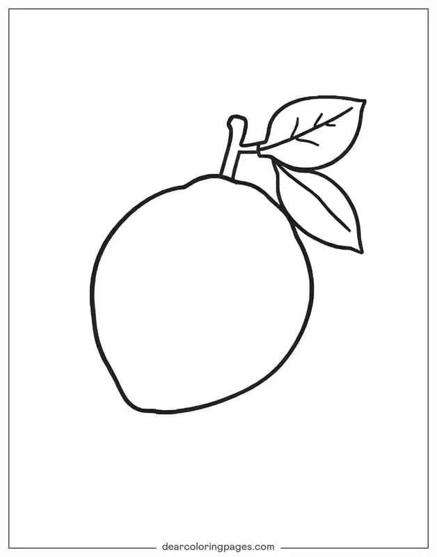 Limón Dibujo para Colorear - Limón entero con hojas