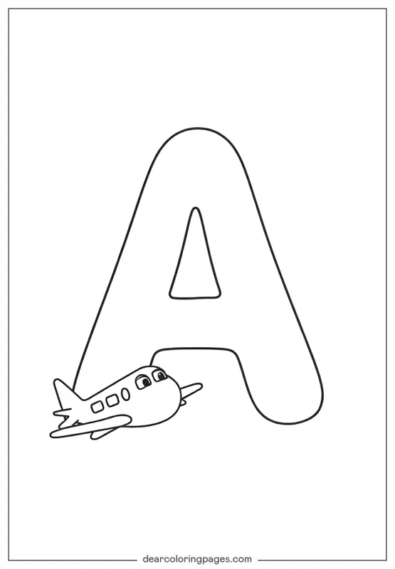 Airplane Coloring Page - A is for Airplane