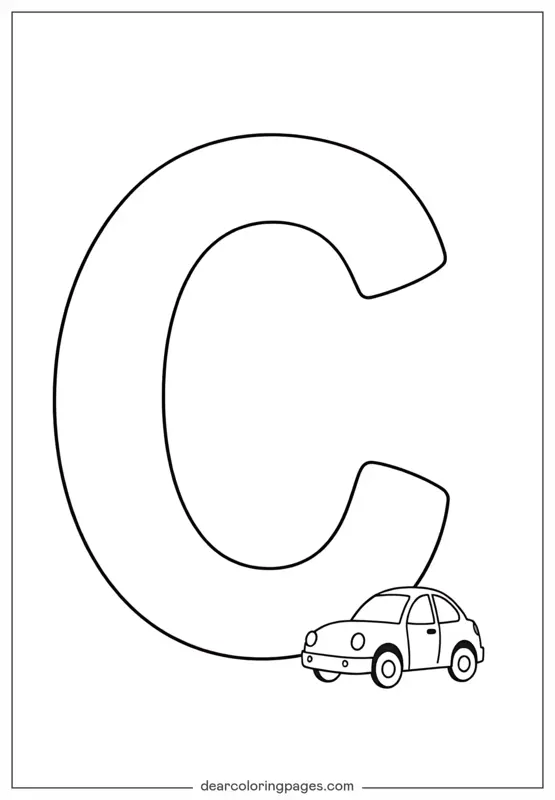 Car Coloring Page - Letter C is for Car