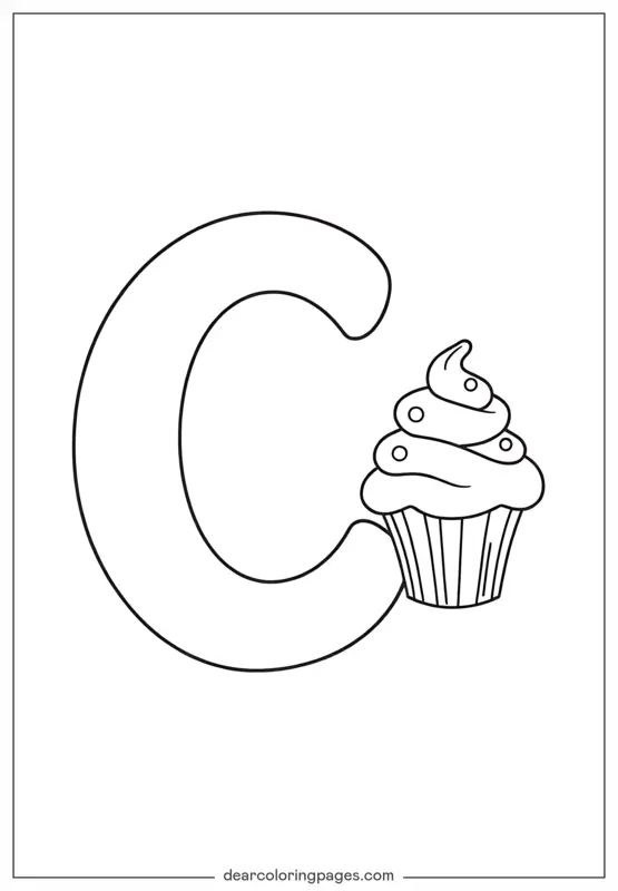 Coloriage de Cupcake – Lettre C est pour Cupcake