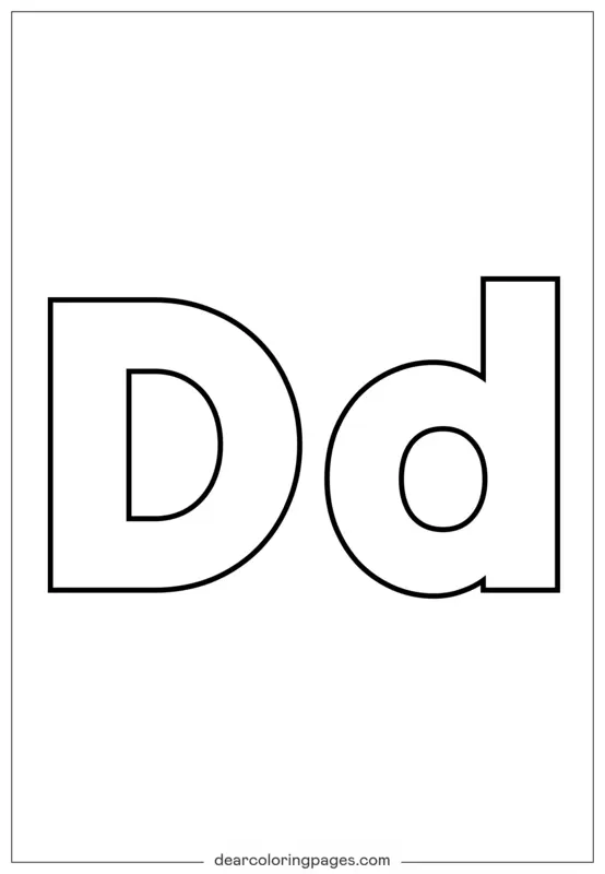 Dibujo para Colorear Letra D Mayúscula y Minúscula