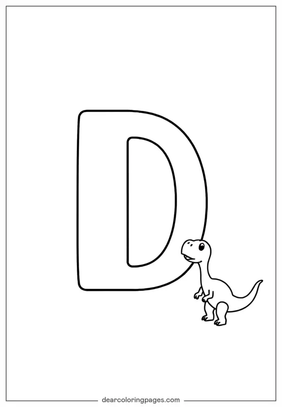 Dinosaur Coloring Page - Letter D is for Dinosaur