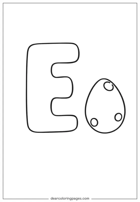 Letter E Coloring Page - Letter E is for Egg