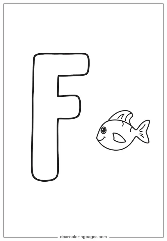 Fish Coloring Page - Letter F is for Fish