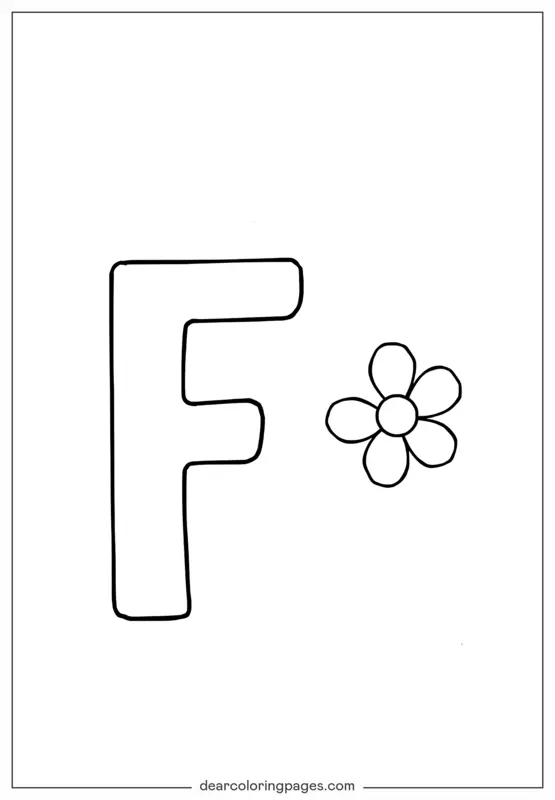 Blume Ausmalbild - Der Buchstabe F steht für Blume