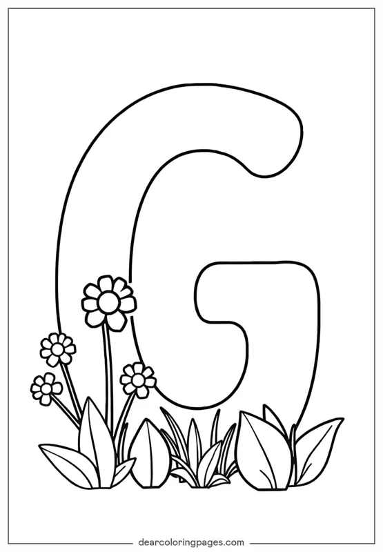Jardín Dibujo para Colorear - La letra G es para Jardín.