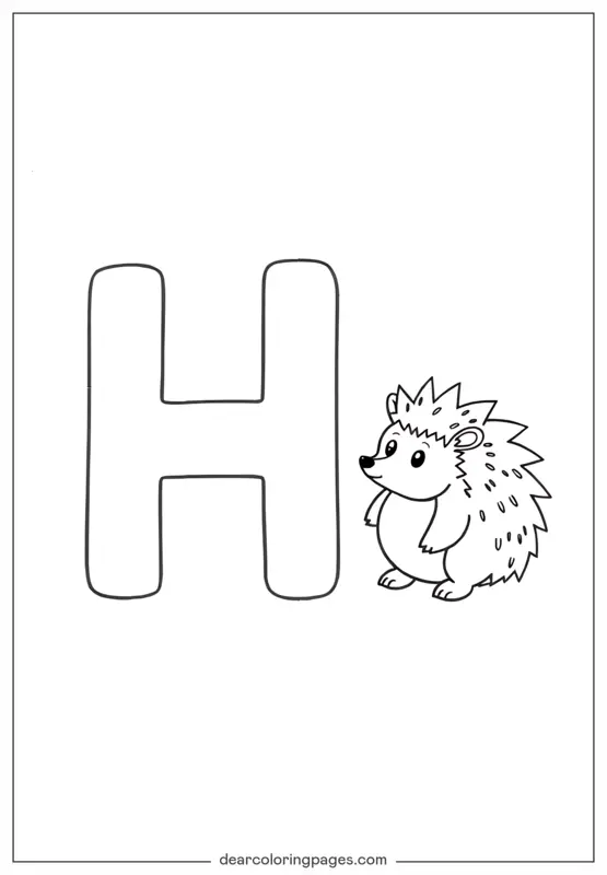 Lettera H Disegno da Colorare - Letter H è per Hedgehog