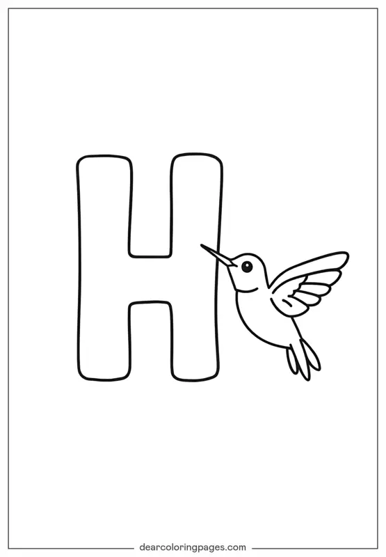 Lettera H Disegno da Colorare - Letter H è per Hummingbird