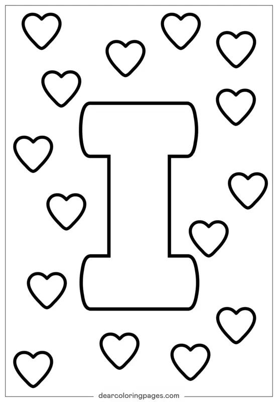 Desenho para Colorir Letra I Maiúscula Imprimíve
