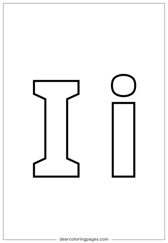 Desenho para Colorir Letra I Maiúscula e Minúscula Imprimível