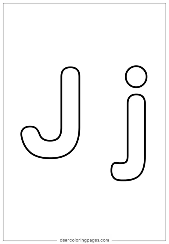 Dibujo para Colorear Letra J Mayúscula y Minúscula Imprimible