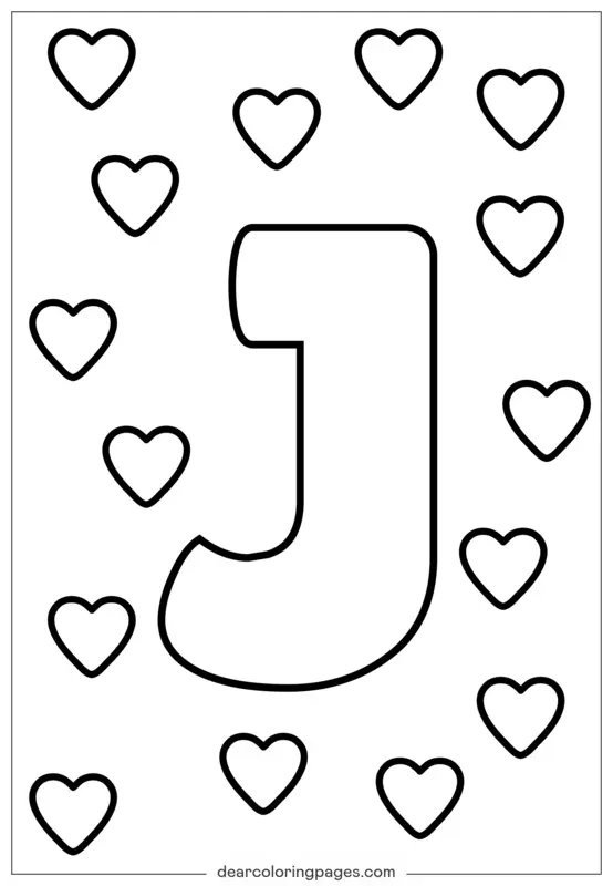 Dibujo para Colorear de la Letra J en Mayúscula