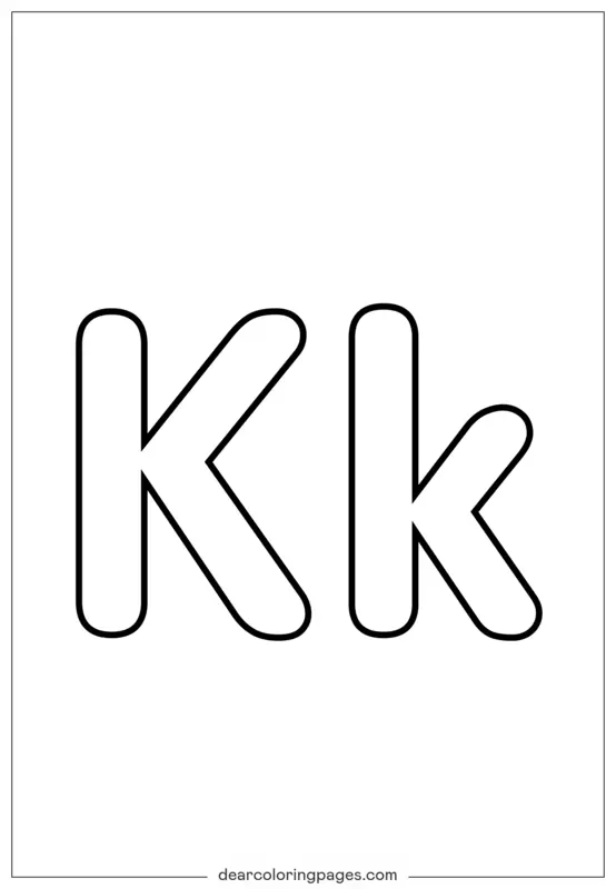Dibujo para Colorear de la Letra K Mayúscula y Minúscula