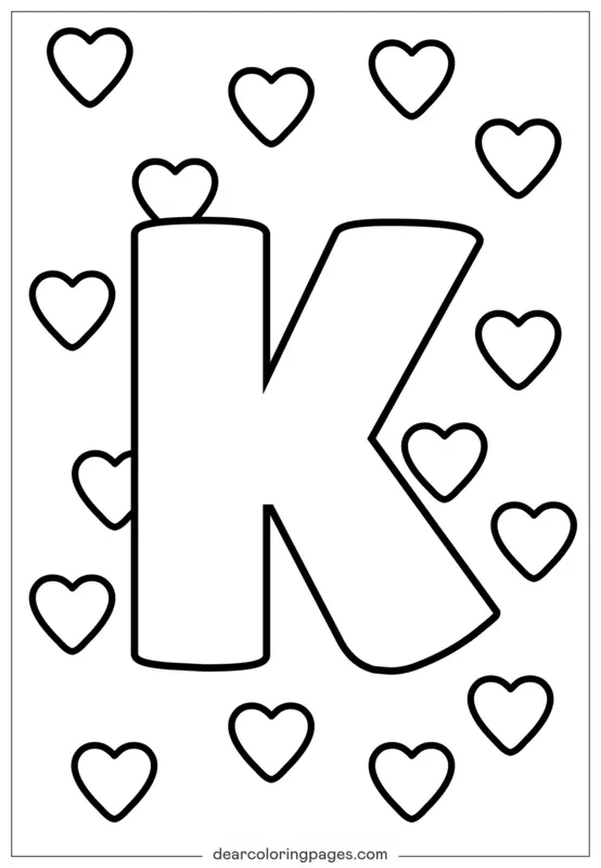 Dibujo para Colorear de la Letra K