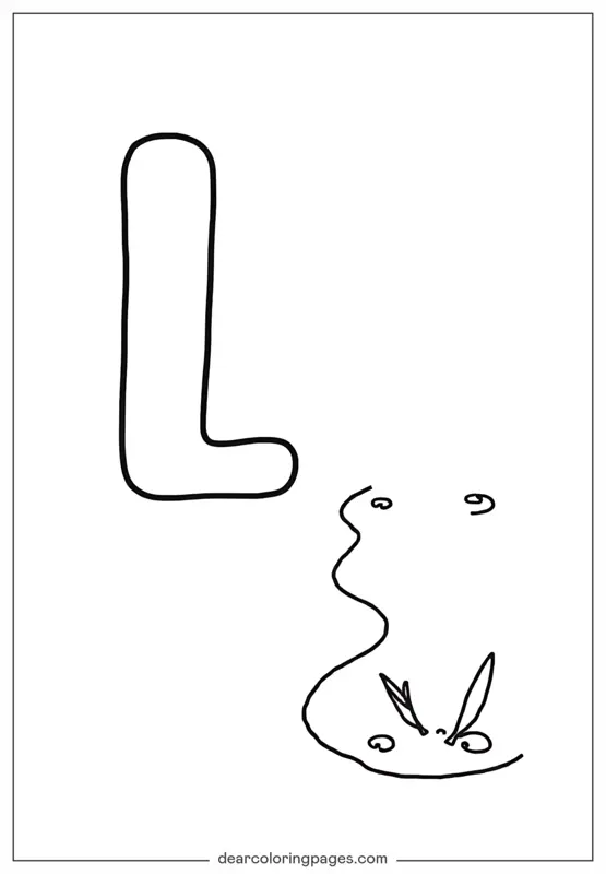 Letra L Dibujo para Colorear - Letra L es para Lake