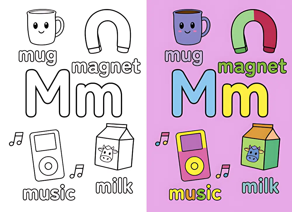Lettera M Disegni da Colorare | Dear Coloring Pages