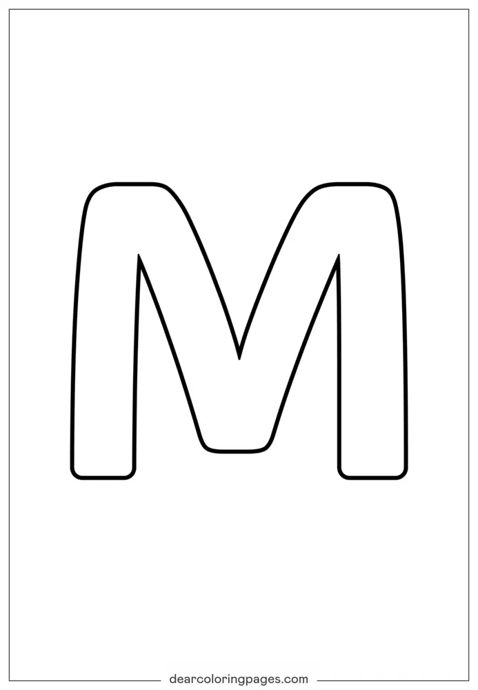Desenho para Colorir da Letra Bubble M Impressa