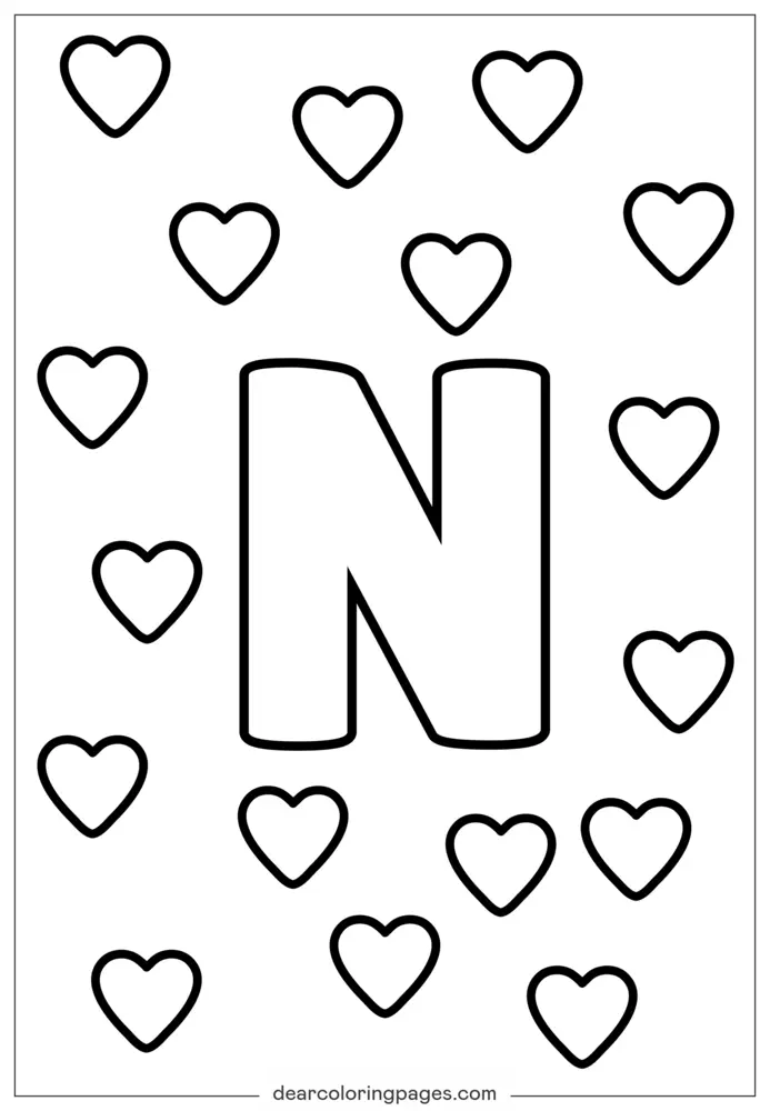 Disegno Lettera N da Stampare e Colorare
