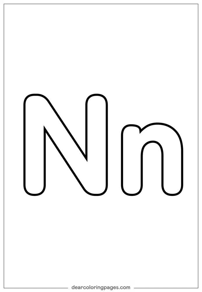 Disegno Lettera N Grande e Piccola da Colorare