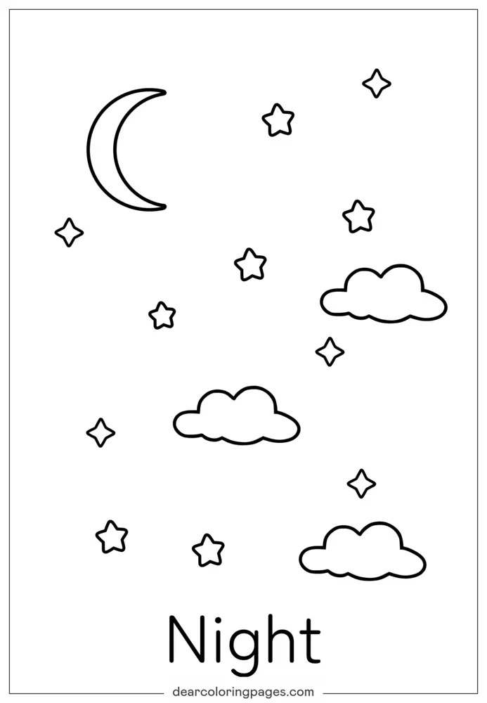 N è per Notte Disegno da Colorare